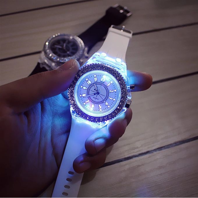 Best Selling Crystal Dial 100% Silicone Strap LED Luminous Watches Sport Watch